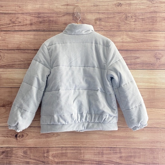 Madewell pale blue snap front puffer sweatshirt Size NC717 Medium - Picture 4 of 5